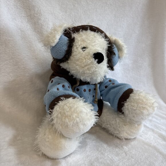 Hug Fun International WINTER PUPPY DOG w/ BLUE HOODIE SWEATER Stuffed Plush TOY - Picture 3 of 6